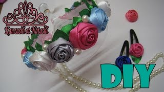 Ободок с розами Канзаши МК.DIY