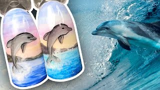 ? Морской Дизайн с Морем и Дельфином ? Рисунок Гель-лаком для Маникюра в Отпуск Поэтапно