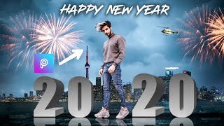 Happy New Year 2020 Photo Editing Tutorial In Picsart Step By Step in Hindi | 3D Text 2020 Editing