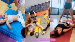 Chinese dance school young ladies intense oversplit stretching