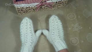 Варежки спицами. Knitted mittens.