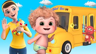 The Wheels on the bus | Amy and Sana going to School | Blue Fish - 4K Videos