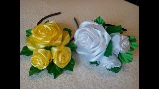 Красивейший ободок с розами. Канзаши. Kanzashi
