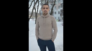 Вяжем вместе мужской джемпер спицами. Худи спицами. Мастер класс.Вязание.