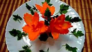 Цветы из моркови! Flowers of carrot! Украшения из моркови! Decoration of carrot!