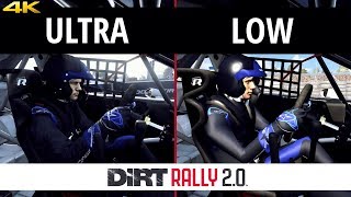[4K] DIRT RALLY 2.0 - PC Ultra / Low COMPARAISON GRAPHISMES + FPS