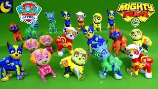 LOTS of Paw Patrol Mighty Pups Toys Unboxing Toy Videos Super Hero Chase Marshall Skye New Toys 2018