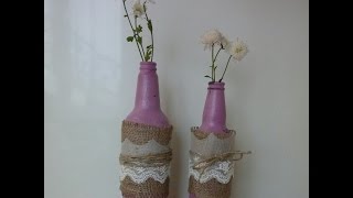 DIY Вазы из бутылок. Оформление бутылок своими руками. Идеи оригинального декора.