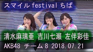 【4K】AKB48 チーム8 ライブ 吉川七瀬 清水麻璃亜 左伴彩佳 Team8 「2018スマイルfestivalちば」ヘビーローテーション 365日の紙飛行機 47の素敵な街へ