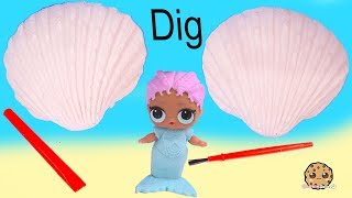 Sea Shell Dinosaur Dig with LOL Surprise Mermaid ! Cookie Swirl C
