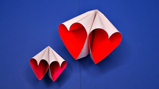 DIY Два сердечка из бумаги с подставкой за 5 минут. Идея валентинки своими руками
