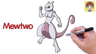как нарисовать покемон Mewtwo легко - уроки рисования