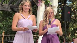 Two daughters wedding speech roast for their mother's third marriage