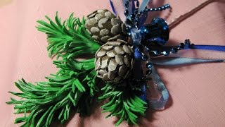 Еловая ветвь с шишками из фоамирана