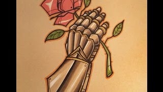 How to Draw a Knights Gauntlet Tattoo Style by the brokenpuppet