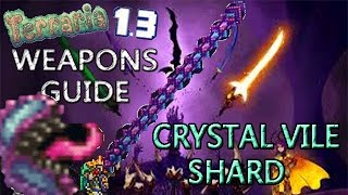 Terraria 1.3 Weapons Guide!: CRYSTAL VILE SHARD & FLESH KNUCKLES! HALLOWED MIMIC DROP