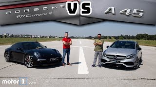 Porsche 911 Carrera 4 vs. Mercedes-AMG A45 | Drag & Rolling Yarışı !