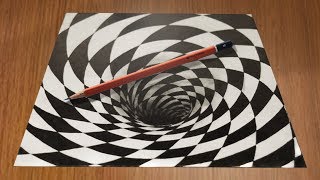 Как нарисовать 3D  ДЫРА или ШАХМАТНАЯ ВОРОНКА /How to draw a Hole in 3D
