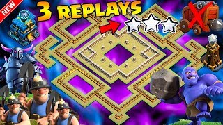 ?3 REPLAYS!?NEW TH12 WAR BASE 2018 ANTI 0 STAR Anti Everything Miner,BoWitch,Anti Queen Walk,Hog