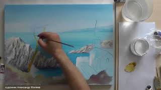 Живопись акрилом. Морской пейзаж.