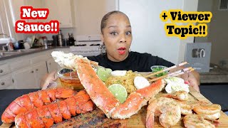 LOBSTER TAILS + GIANT SHRIMP + KING CRAB SEAFOOD BOIL MUKBANG