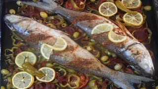 poisson avec légumes au four / طريقة تحضير السمك مع الخضر في الفرن