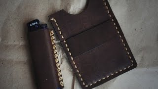 Работа с кожей. Картхолдер (мини кошелек) своими руками. Handmade cardholder