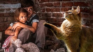 Дети пухли от голода прямо на глазах , но верный КОТ всеми силами пытался им помочь.