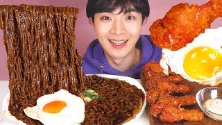 MUKBANG | 트러플짜파게티&양념 치킨 먹방! TRUFFLE OIL BLACK BEAN NOODLES & Spicy Sauce Chicken ASMR 후니 Hoony
