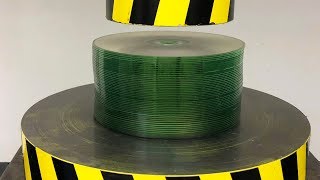 EXPERIMENT HYDRAULIC PRESS 100 TON vs Stack of 50 CD's