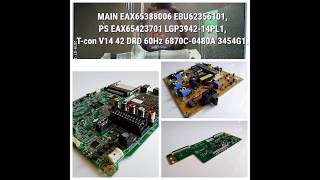 Проверка работы платы MAIN EAX65388006, блока питания EAX65423701, T-con 6870C-0480A 3454G1.