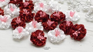 Миниатюрные цветочки из органзы ? Miniature organza flowers