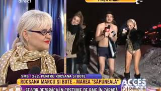 Roxana Marcu şi Răzvan Botezatu, dansează în zăpadă îmbrăcaţi doar în costume de baie!