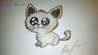 Как нарисовать милого котёнка. How to draw a cat.