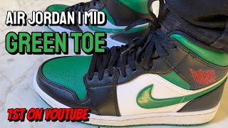 1st on Youtube - Air Jordan 1 Mid "Green Toe" Onfeet Review