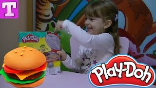 Играем в Плей До Гамбургер Бургер Пати - Лепим пластилин Play Doh Burger Party