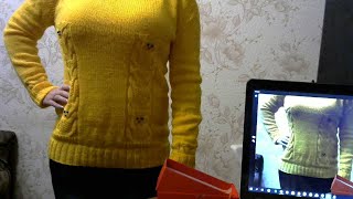 Женский свитер .Часть 3. Вяжем рукава к изделию связанному снизу. #красивыйузор #вязание #лучшее