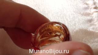 Кольцо Люме Муррина красно-желтого цвета (венецианское стекло)