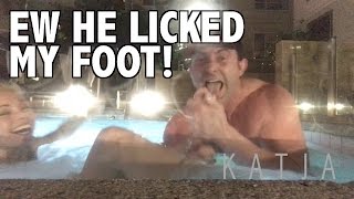 EW HE LICKED MY FOOT!