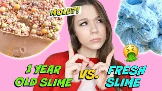 DAY OLD SLIME Vs. 1 YEAR OLD SLIME! How To Fix Hard, Gross, Old Slime And Make The Best Slime!