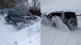 Pajero 4 против L200 по глубокому снегу или как засадить внедорожники