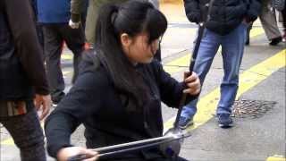 Hong Kong Street Music. The "Erhu", Single Stringed Chinese Musical Instrument. Mong Kok