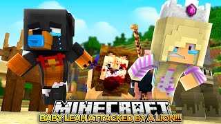 BABY LEAH ATTACKED BY A LION w/ BABY MAX!!!- Minecraft - Baby Leah Adventures.