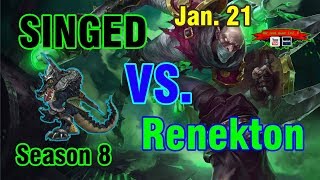 Singed VS. Renekton || Match Ups & Itemization for Season 8 || Testing Warmogs