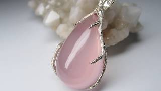 Pink quartz silver pendant code 11780 / Серебряная подвеска с розовым кварцем