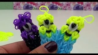 Брелки Миньоны из резинок радужек на станке How to make minion charm Rainbow Loom | русский
