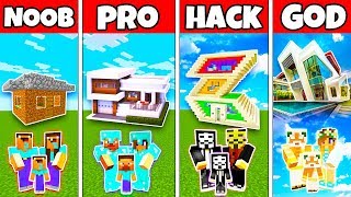 Minecraft: FAMILY INDUSTRIAL TECH HOUSE BUILD CHALLENGE - NOOB vs PRO vs HACKER vs GOD in Minecraft