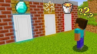 В КАКУЮ ДВЕРЬ ЗАЙДЕТ НУБИК В МАЙНКРАФТЕ? КАК ВЫЖИТЬ НУБУ? ТРОЛЛИНГ В MINECRAFT! ЗАЩИТА НУБА МУЛЬТИК