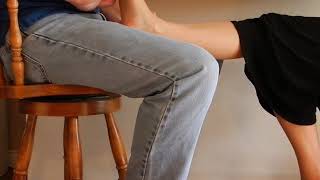 Candid nylon public foot rub