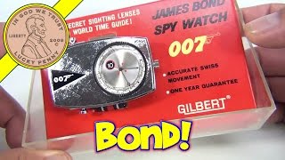 James Bond 007 Spy Watch, 1965 A.C. Gilbert Toys - Secret Sighting Lenses & World Time Guide